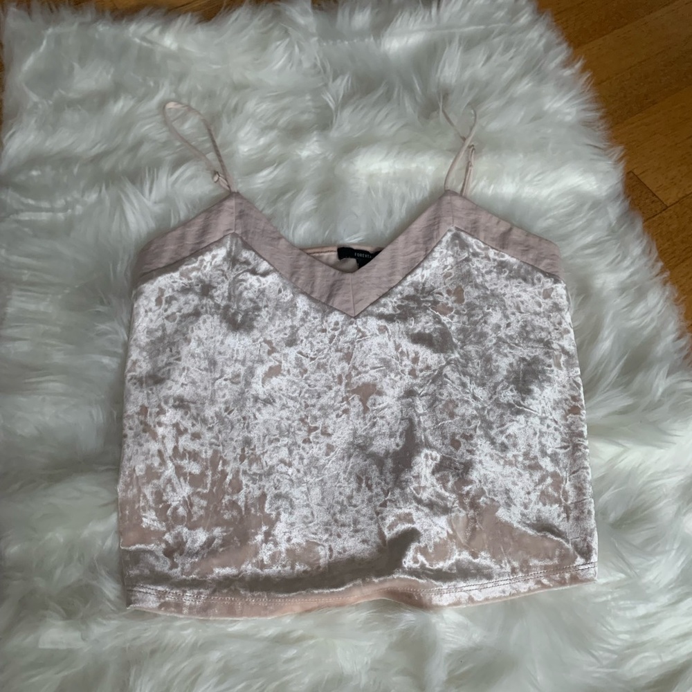 Light pink crushed velvet tank top
